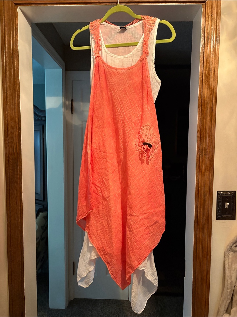 Womens Asymmetrical Coral Layered Dress